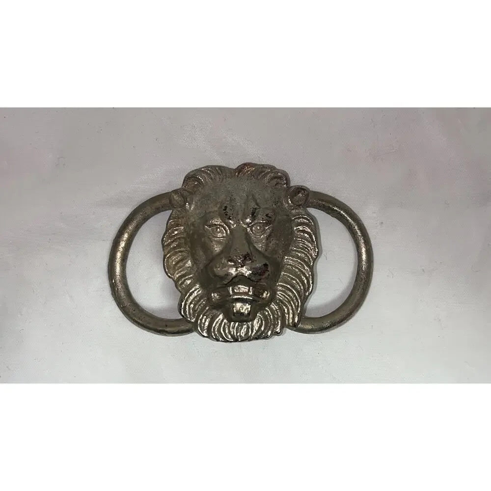Vintage Silver-Toned Lion Head Belt Plate / Home Decor Collectible